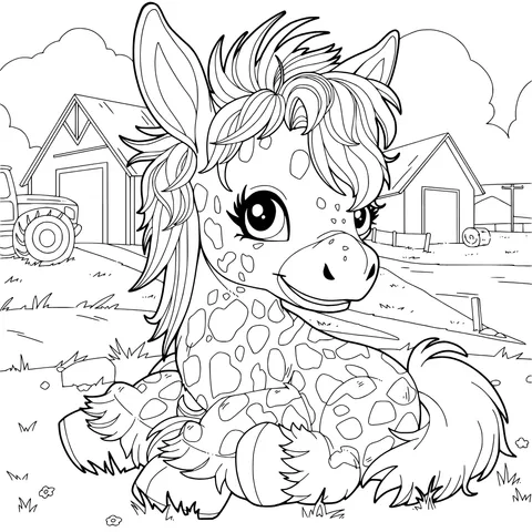Spotted Foal in a Farm Scene
