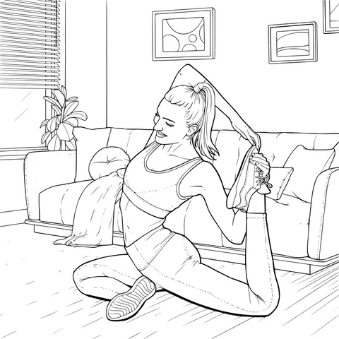 Girl Exercising at Home
