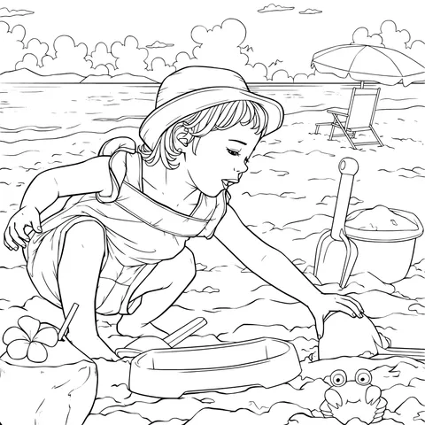 Child Playing on the Beach