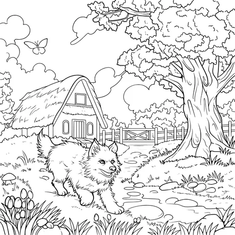 Beautiful Scenery with a Countryside Dog