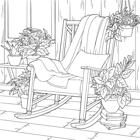 A Cozy Rocking - Chair Nook Filled with Green Plants