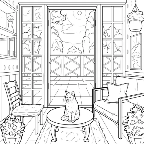 Cozy Indoor Scene with a Cat