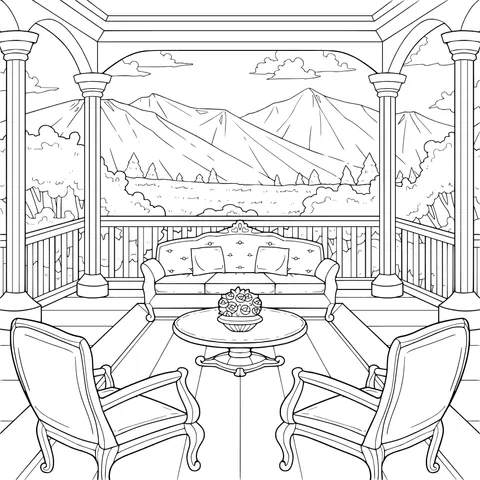 Terrace living room with beautiful mountain views