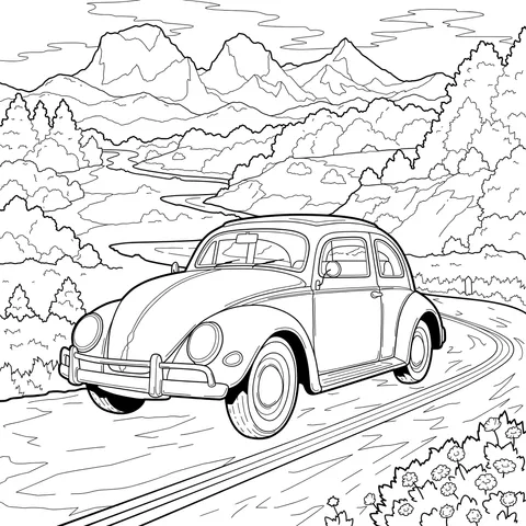 Blue Beetle Car on the Road