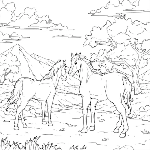Two horses in the field