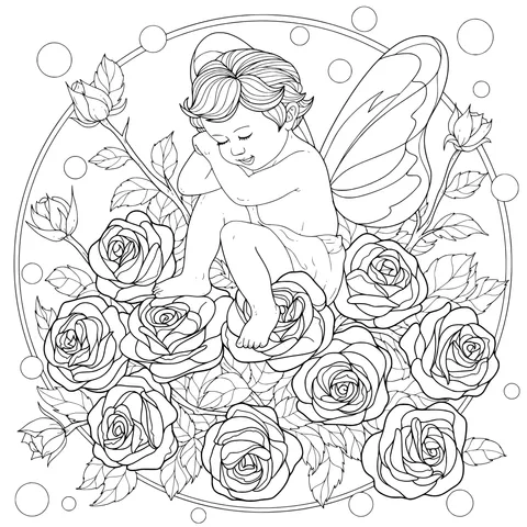 Little Fairy in the Flower Bed
