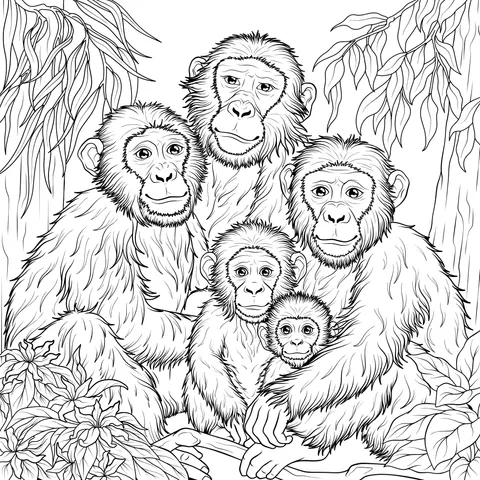 Orangutan family in the jungle