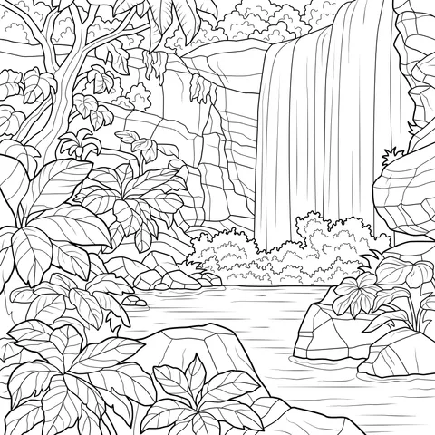 Waterfall scene in the jungle