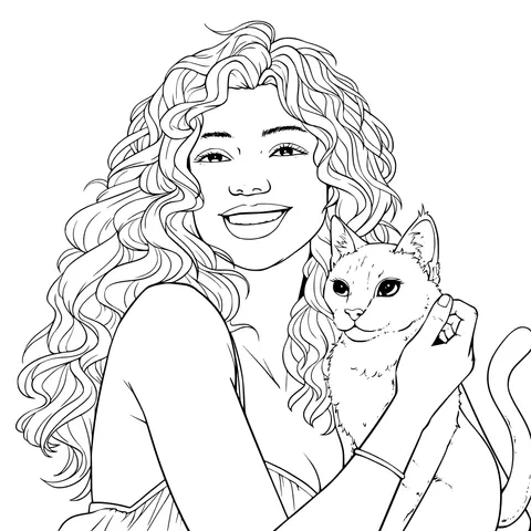Woman holding a cat
