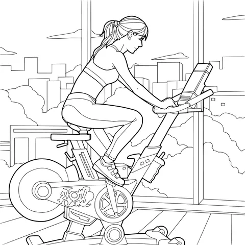 Woman cycling on an indoor exercise bike