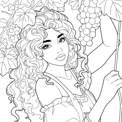 Woman under the grapevine