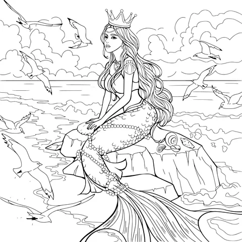 Mermaid Sitting on a Reef