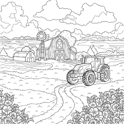 Tractor in the Rural Landscape