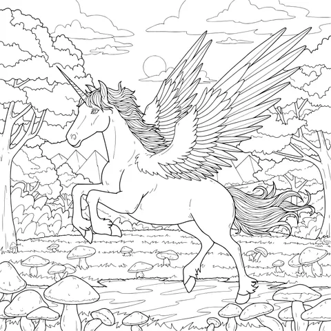 Flying Unicorn in the Magical Forest