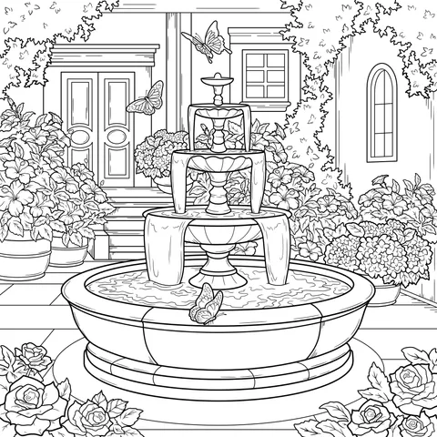 Garden Fountain Scene