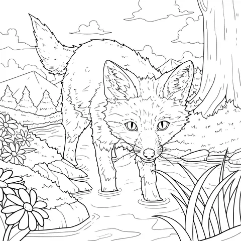 Fox by the Stream