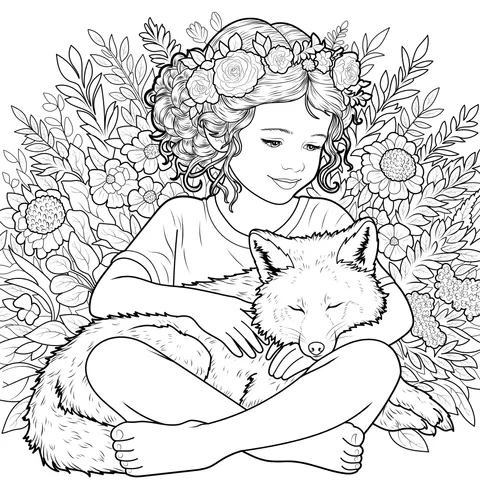 Girl Hugging a Fox