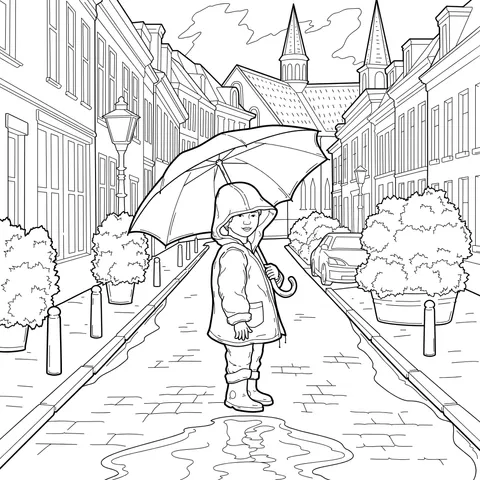 Child Holding an Umbrella in the Rain