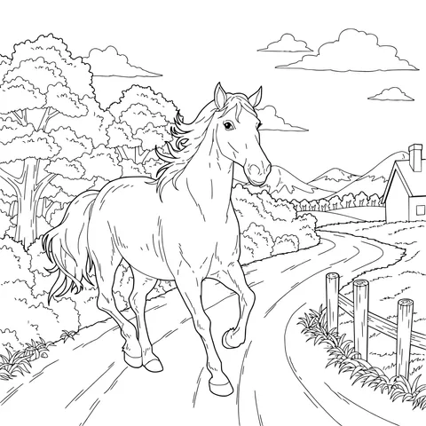 A Steed on a Country Road