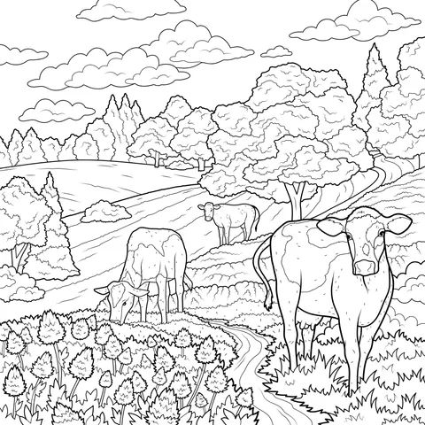 Idyllic pastoral scene