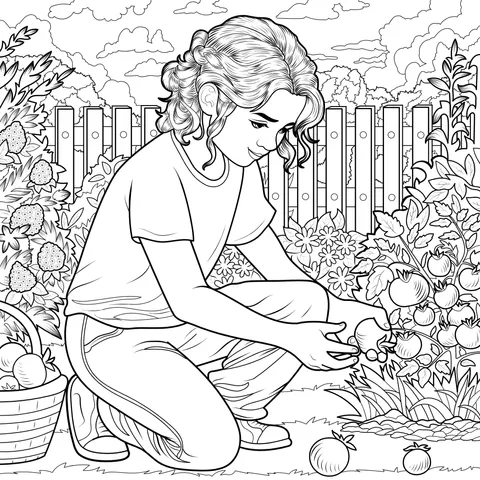 Girl Picking Tomatoes