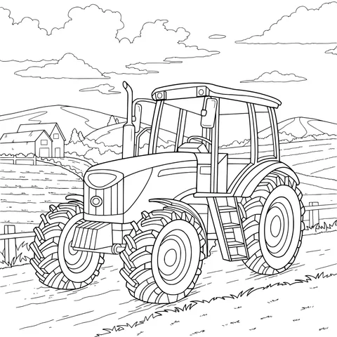 Red Tractor in the Field