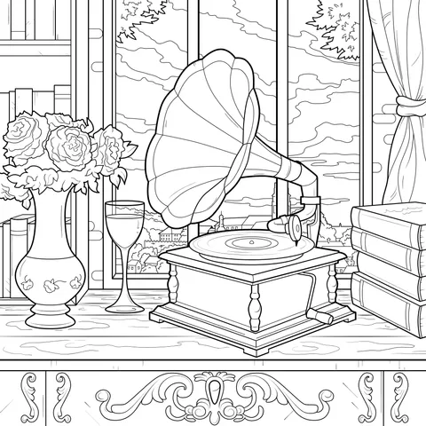 Vintage Gramophone Scene