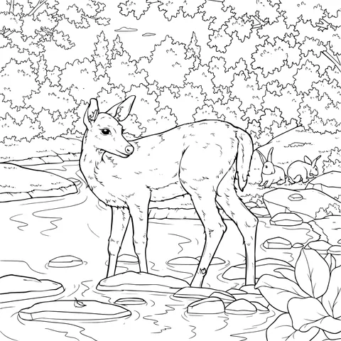 A Fawn by the Stream