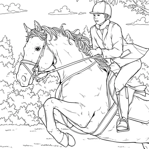 Rider making the horse leap