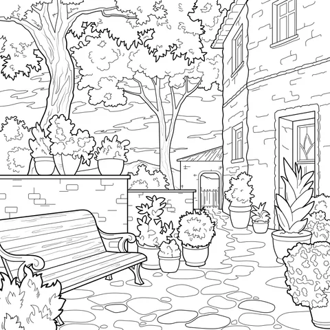 Peaceful Courtyard Scene