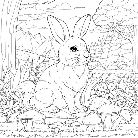 A Wild Rabbit in the Forest