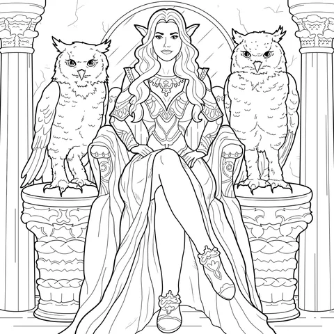 Elven Queen and Owls
