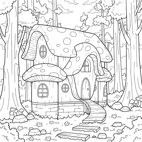 Mushroom House in the Forest