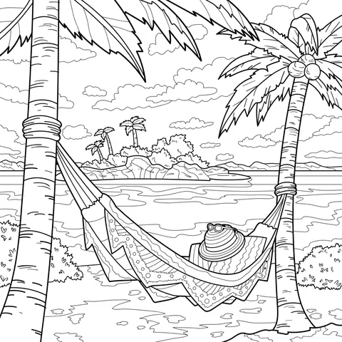 Leisure Time in a Hammock on the Beach