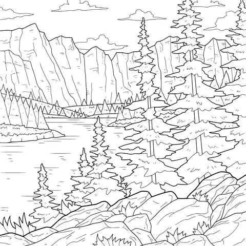 Beautiful Scenery by the Mountain Lake
