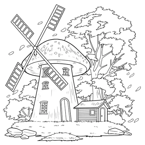 Mushroom - windmill cottage in autumn