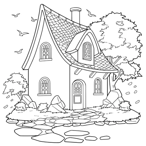 Autumn Cottage by the Lake