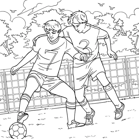 Intense confrontation in a soccer game