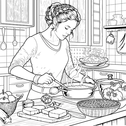 Woman Cooking in the Kitchen