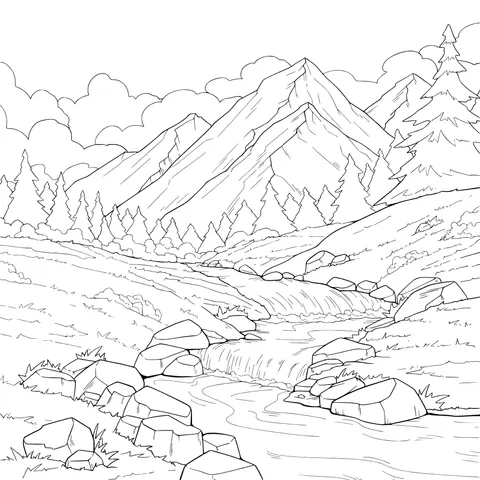 Beautiful Scenery of Mountain Stream