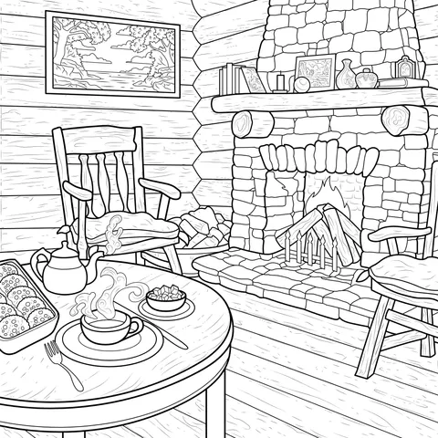 Cozy Log - Cabin Interior Scene