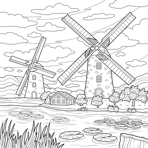 Rural Windmill Landscape