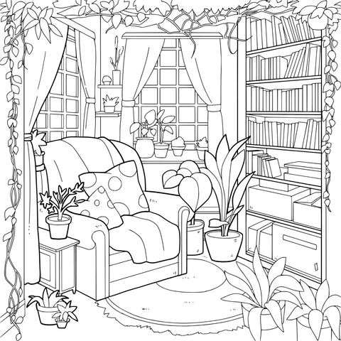 Cozy Green - plant Study Nook