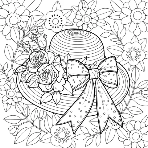 Wreath and Straw Hat Image
