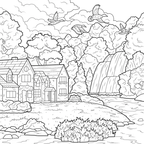 A Cozy Home by the Stream