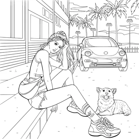 Girl Taking a Break on the Street