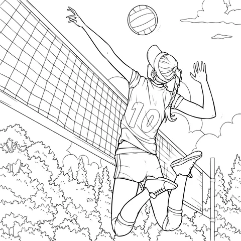 Female Volleyball Player in Spiking Moment