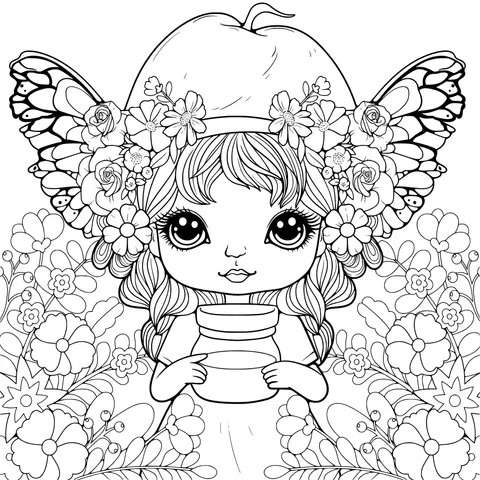 The Flower Fairy Holding a Honey Jar