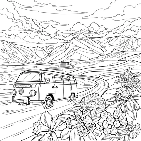 Retro Van on the Road