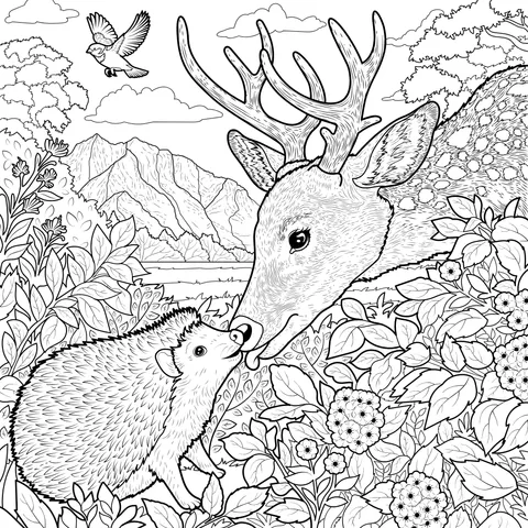 A Heart - warming Moment of a Deer and a Hedgehog